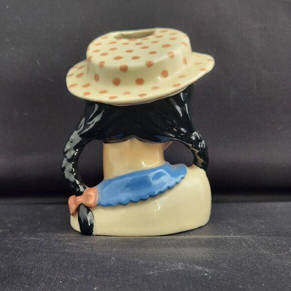 Becky Head Vase Ceramic Arts Studio Blue Pigtails Girl Teen Flower Holder VTG - Picture 4 of 8